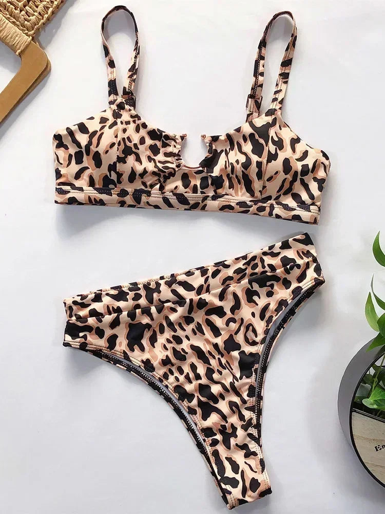 Sexy Snake Printed Female Swimsuit High Waist Bikini Women Swimwear Two-pieces Bikini Set Hollow Out Bathing Suit Swim Wear Lady
