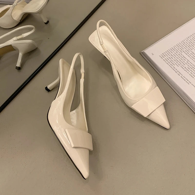 2025 Summer High Heel Women Sandals Fashion Pointed Toe Singbacks Shoes Design Style Banquet Party Sandalias Shoes