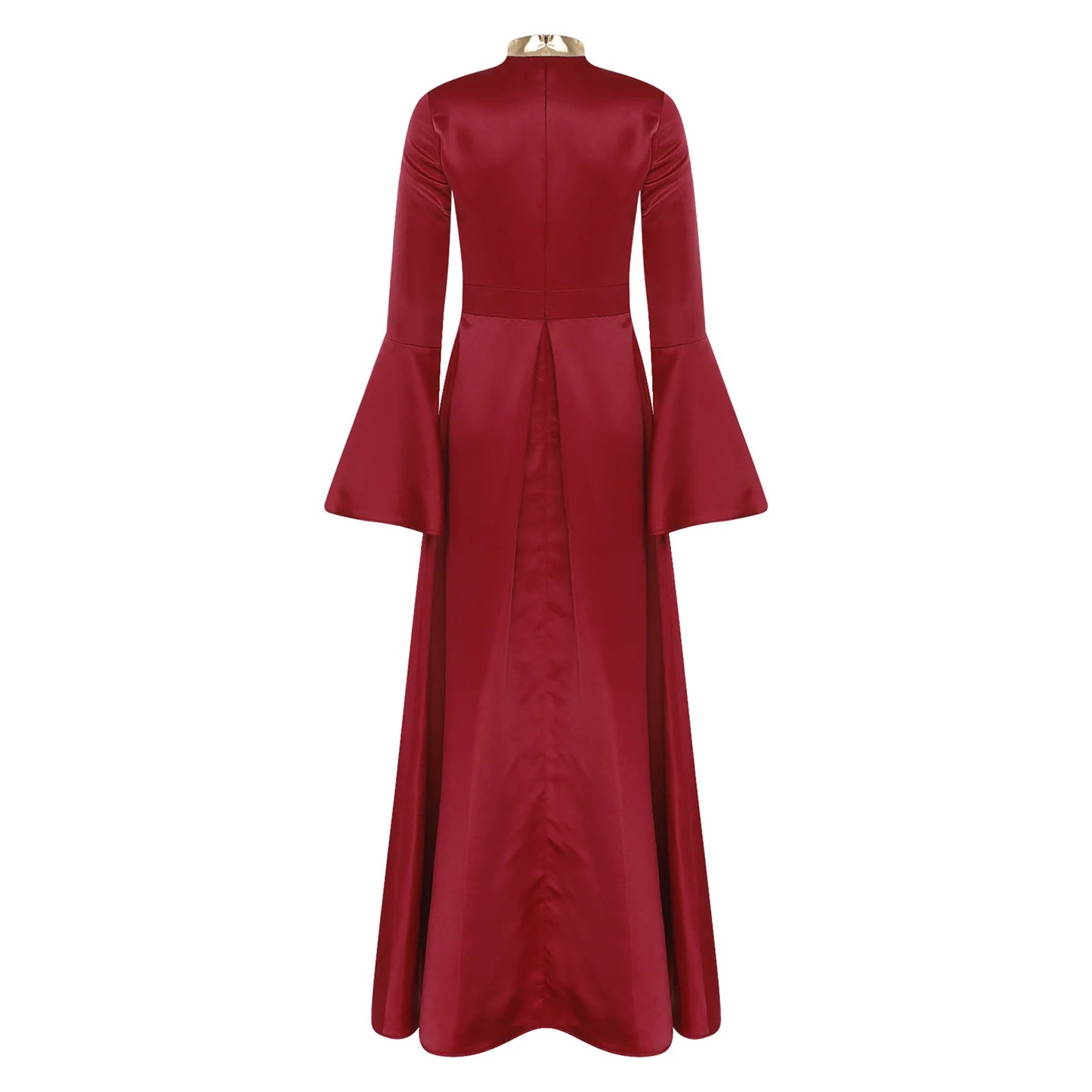 Womens Metallic Shiny Church Priest Clergy Robe Tunic Dress Long Sleeve with Flared Cuffs Cassock Halloween Cosplay Costume