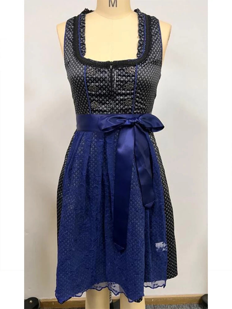 Women's Midi Costume Dress 2-Piece Including Dirndl Dress Dirndl Apron Dirndl Blouse for Oktoberfest