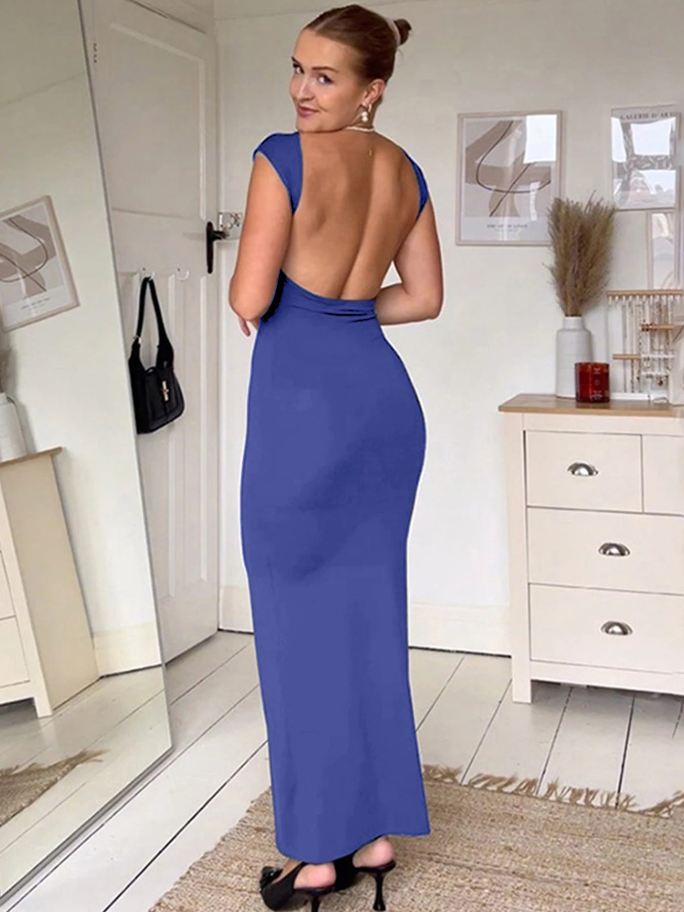 Sexy Black Maxi Dresses For Women Summer New Streetwear Fashion Backless Casual Slim Basic Dresses Club Elegant Party Dresses