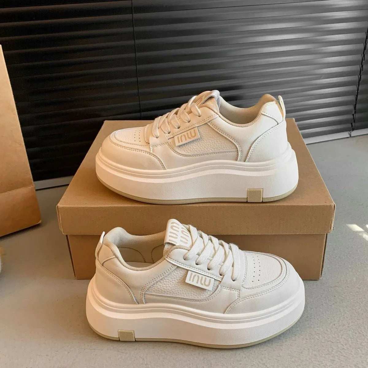 【2025 Best Seller】Women's Chunky Sole White Shoes Platform Sneakers Orthopedic Comfort Slip-On Lace-Up Casual Fashion Sneakers