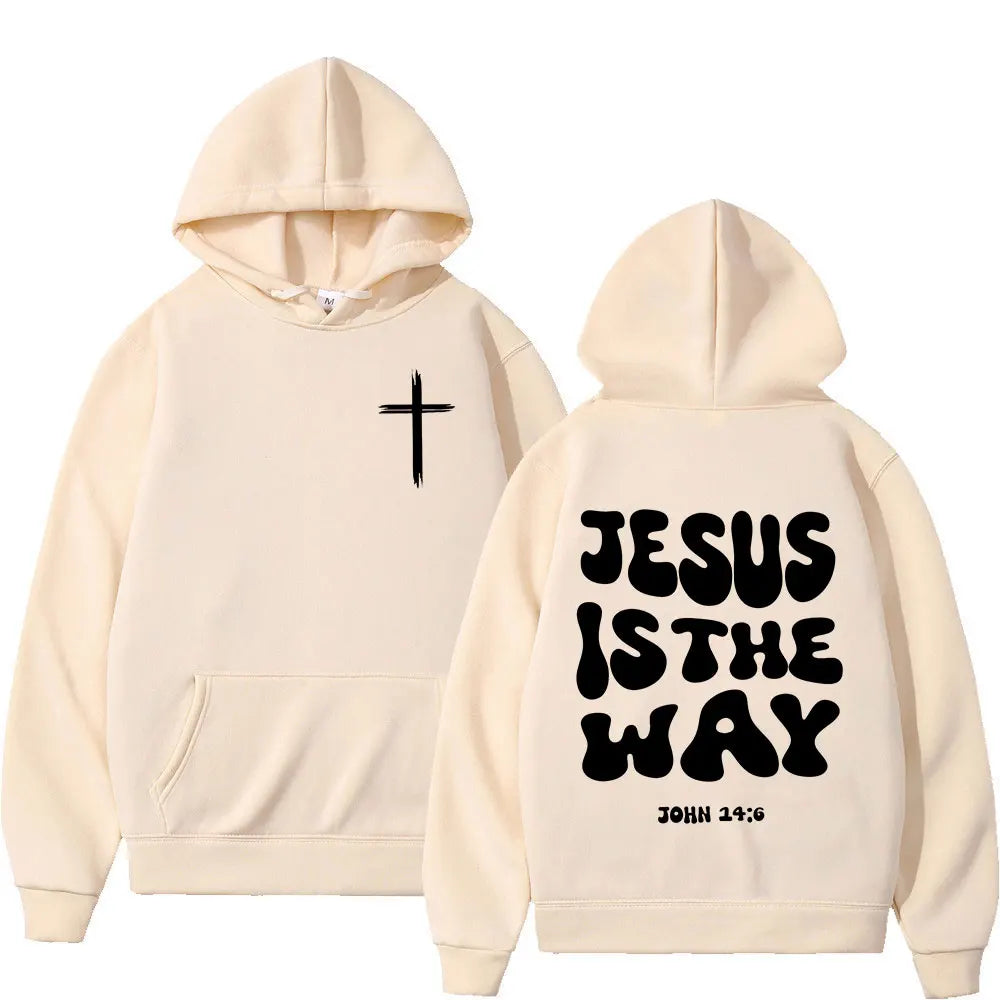 Christian Jesus Is The Way Bible Verse Hoodies Men Women Clothing Fashion Retro Sweatshirts Fleece Casual Long Sleeves Pullovers