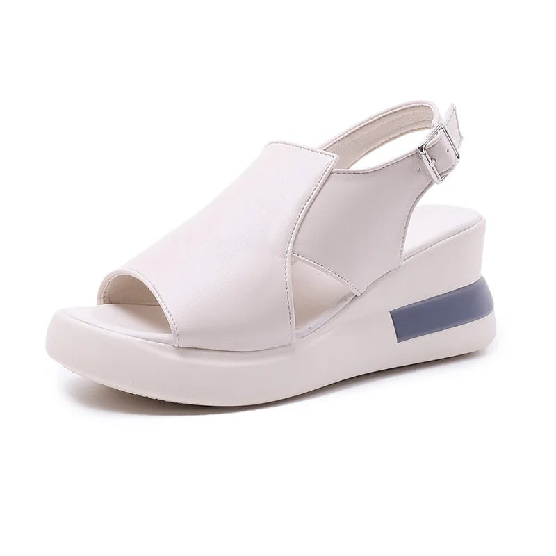 Retro Roman Wedge Sandals – Peep-Toe Beach Shoes with Soft Sole