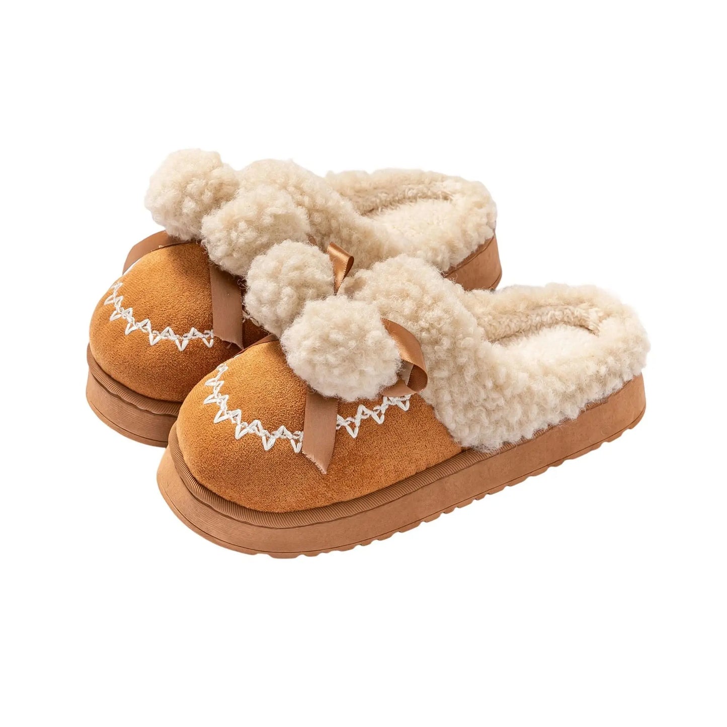 Plush Indoor Thick Bottom Slippers Women's Autumn And Winter Household Outer Wear Non-slip Soft Bottom Comforty Warm Home Shoes