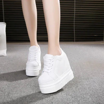 Embroidered Flowers Canvas Sneakers Autumn Women High Wedge Sneaker Fashion White/black/red Platform Woman's Sports Casual Shoes