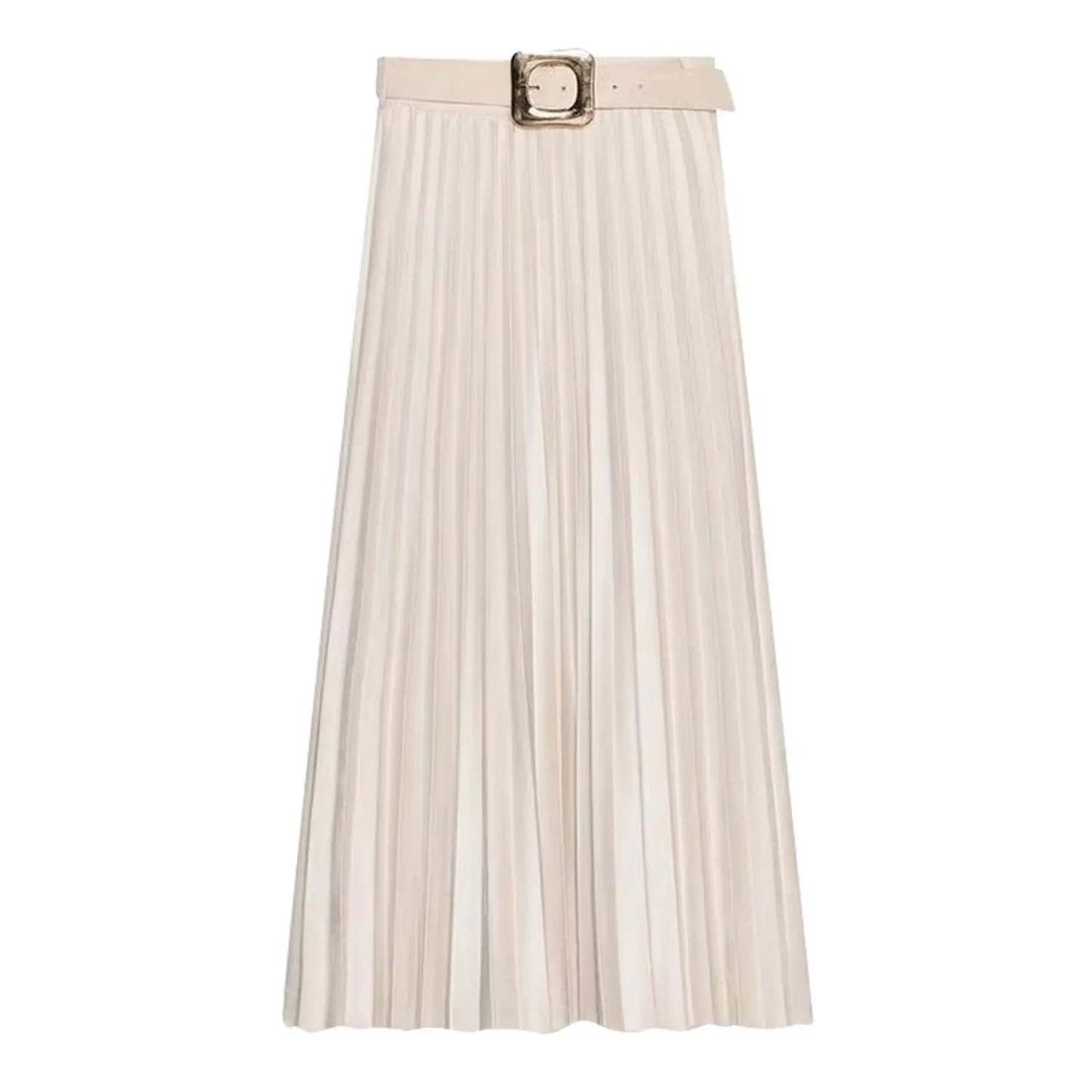 2025 New Vintage Midi Dress for Women: Fashionable and Elegant Pleated Belted Skirt Streetwear Casual Holiday Dress