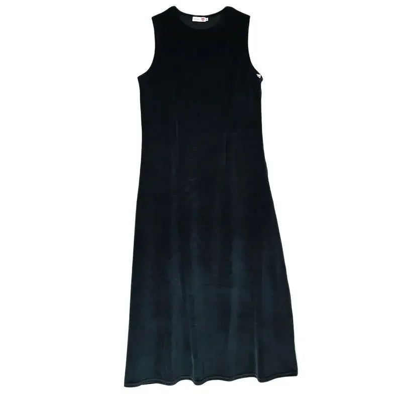 Elegant maxi women 3 pieces dress for women and girls velour and satin top black sleeveless dress for lady clothes XS-XXXL