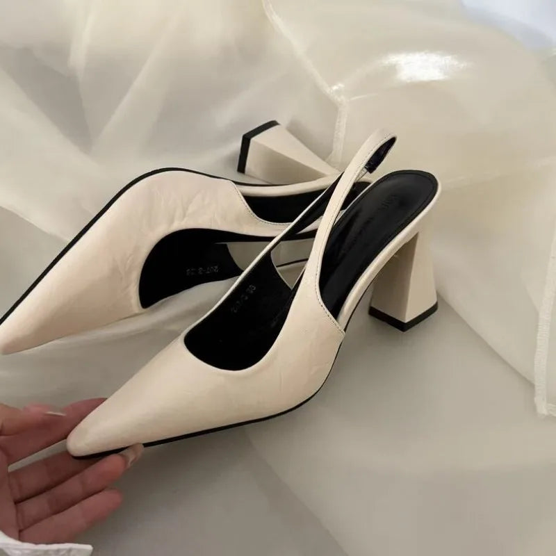 Block Heels Clear Sandals Female Shoe Chunky Girls Pointed Closed Fashion Comfort High Retro Open Pumps Scandals Toe Open Shoes