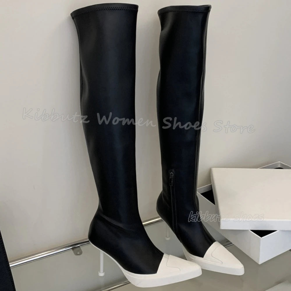 Ankle Boots Genuine Leather Mixed Color Fashion Concise Elegant Sexy Novelty Women Shoes Newest Thin Heels Pointed Toe Slip-On