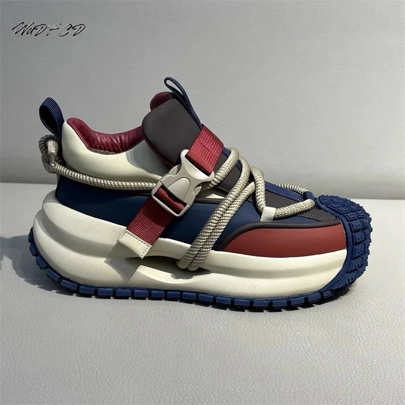 Chunky Sneakers Mens Designer Hollow Sole Running Shoes Fashion Casual Split Leather Upper Height Increased Platform Sport Shoes