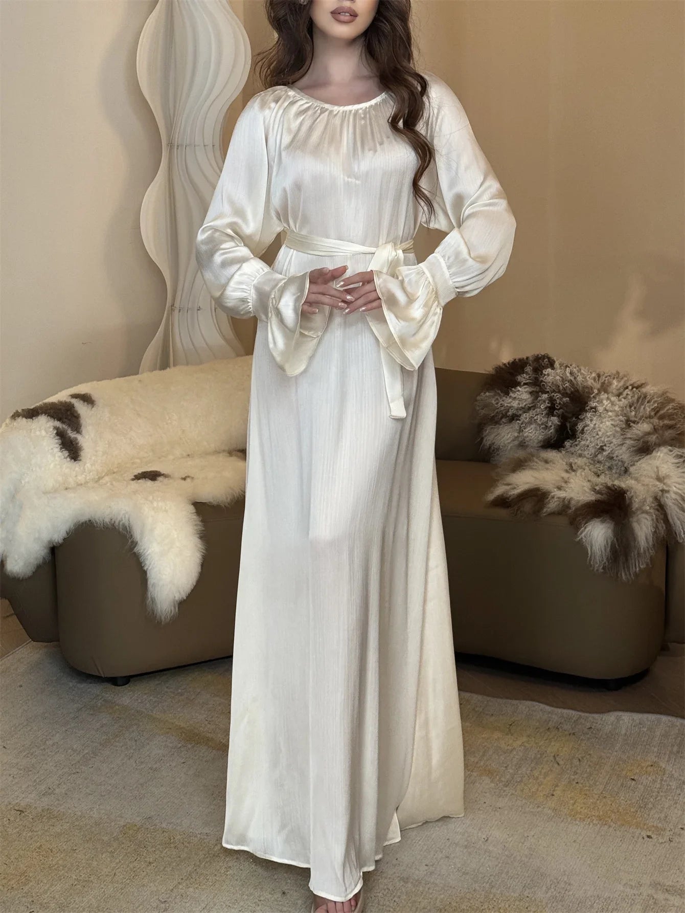 Middle East Modesty Party Dress Women Full Sleeve Elegant Maxi Dresses Islamic Long Dress Muslim Evening Dresses Turkey Kaftans