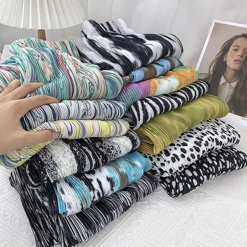 REALEFT 2024 New Spring Summer Painting Printed Long Pants Vintage High Waist Street Casual Loose Wide Leg Trousers Female