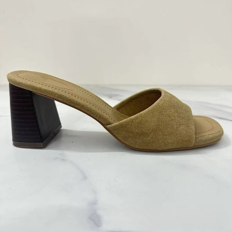 Daily Comfort Block Heels Women Sandals High Quality Suede Summer Sexy Thin Strap Pointed Mujer Sandalias Dress Office Shoes