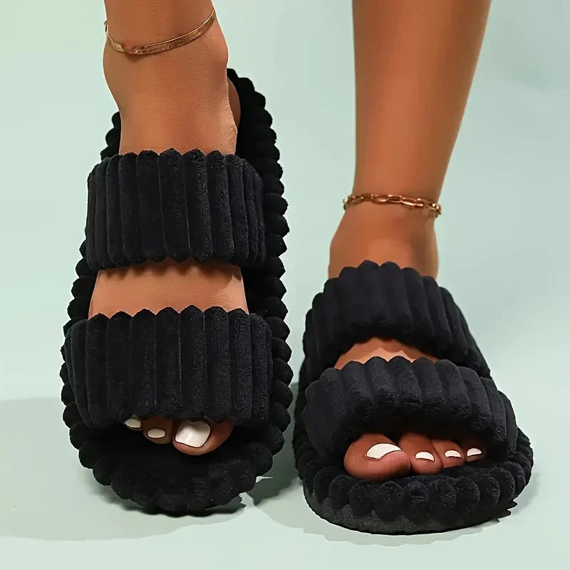 Women Slippers Four Seasons Home Shoes Women Indoor Corduroy Soft Leisure Slippers Comfortable Living Room Non Slip Slides Women