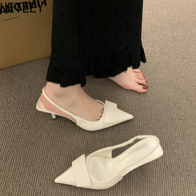 2025 Summer High Heel Women Sandals Fashion Pointed Toe Singbacks Shoes Design Style Banquet Party Sandalias Shoes