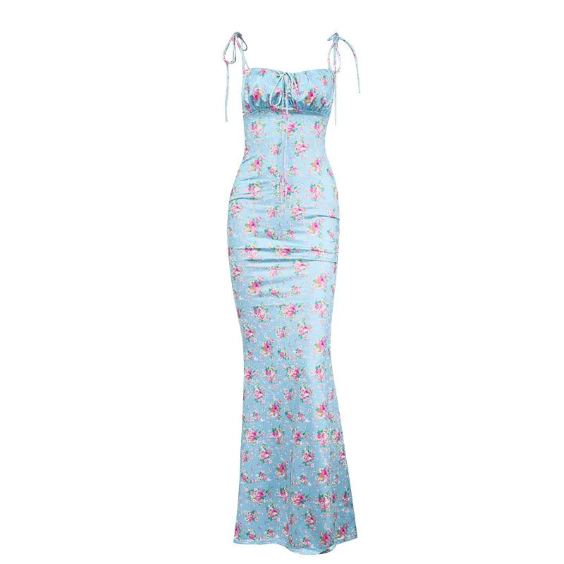 Sexy V-Neck Maxi Dress Elegant Vintage Floral Printed Party Dress Spring Summer Holiday Style Dresses For Womene Vestido