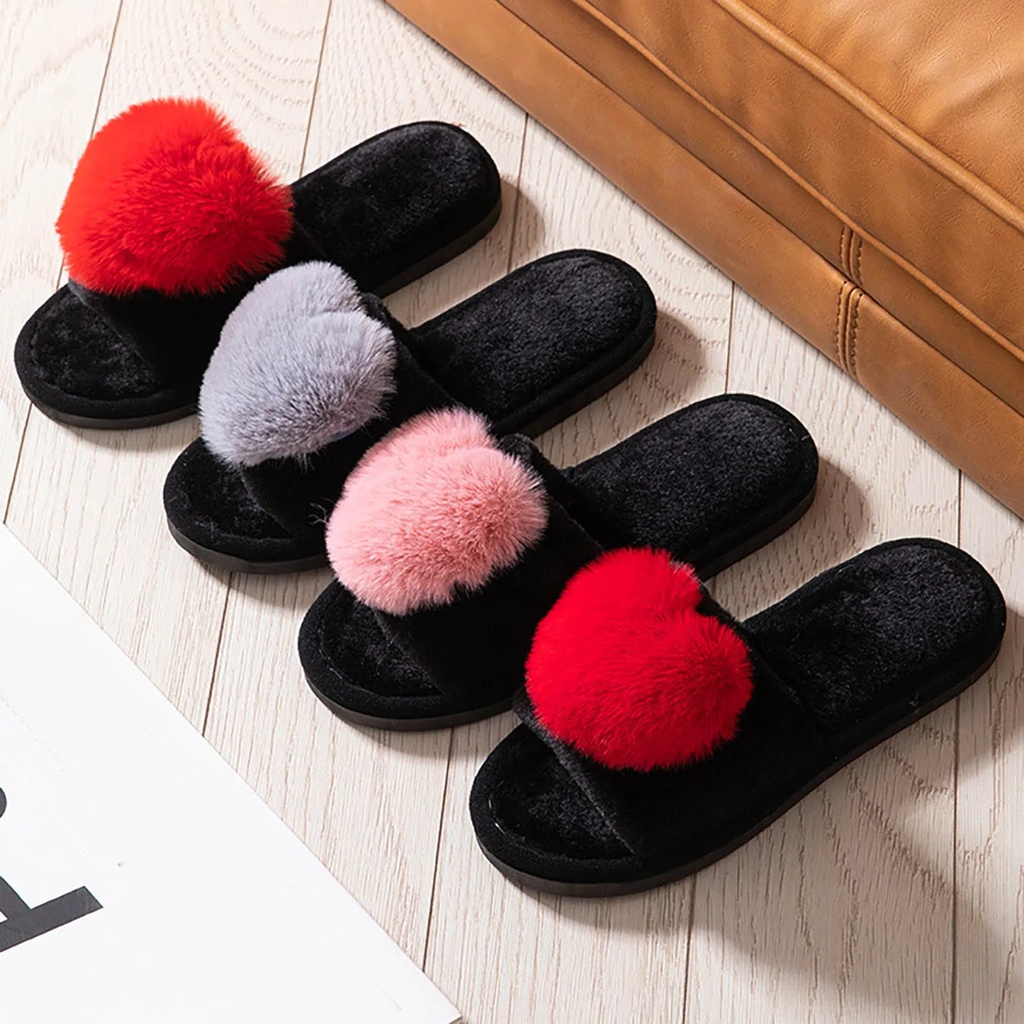 Women'S Slippers Love Plush Cute Home Leisure Slippers Soft And Cute Bedroom Wear Warm And Comfortable For Daily Home