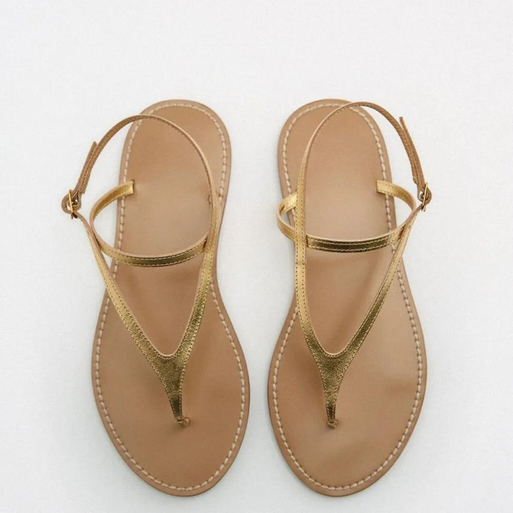 Flat Sandals for Women 2025 Summer Featuring A Simple and Fairy Like Style with A Single Strap and Clamped Toe Sandals for Women