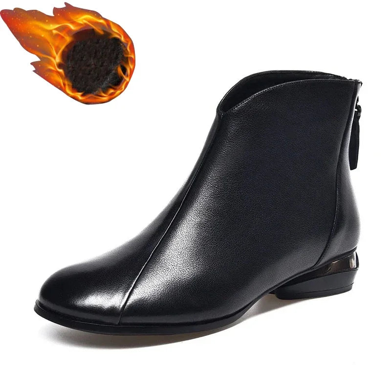 Ankle Boots Ladies England Ladies Autumn Winter Short Boats Women Casual Daily Comfort Pu Leather Low Heel Casual Women's Shoes