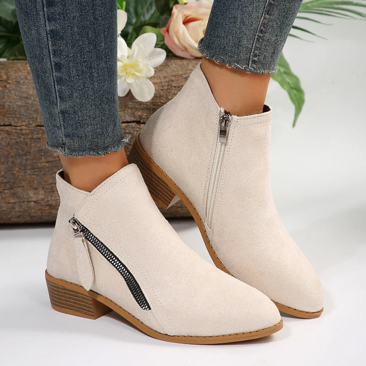 Women Ankle Boots Autumn Low Heels Boots Platform Sexy Ladies Khaki Pumps Boots Shoes 2023 New Winter Womens Boots