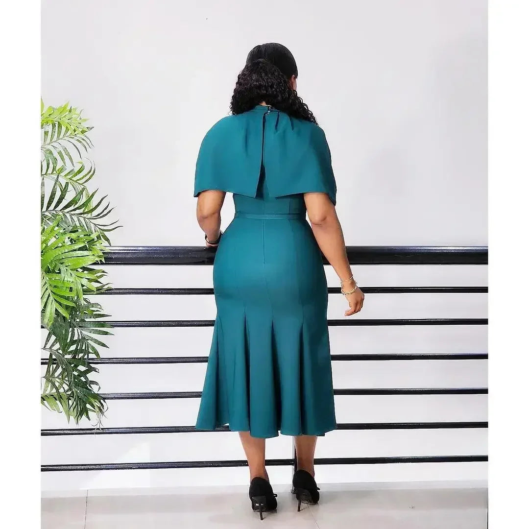 Elegant Church Dresses for Women Mermaid Cap Sleeves Office Ladies Modest Classy African Slim African Female Gowns Date Events