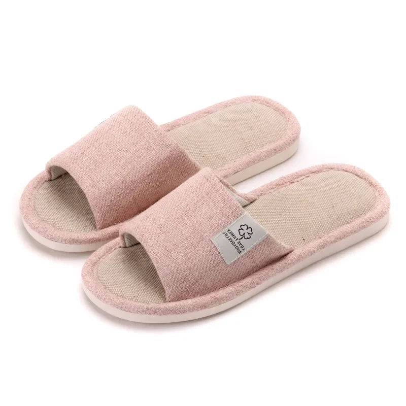 2025 Linen Home Slippers Soft Sole Silent Breathable Shoes in Spring Cotton and Linen Slippers for All Seasons Anti Slip Indoor