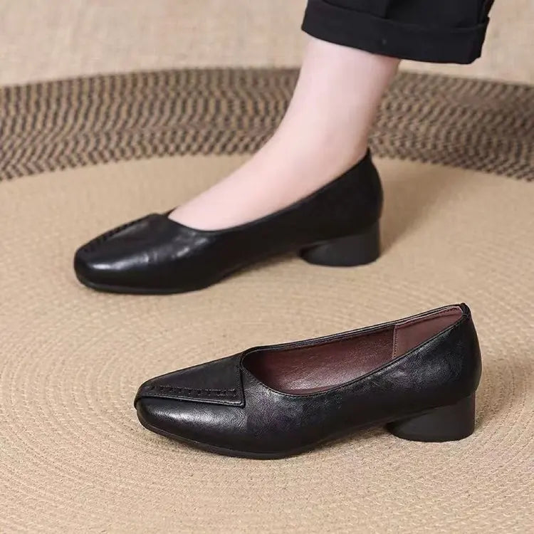 2025 Women's Slip-On Loafers Low Heel Comfort Shoes Breathable Work Flats for Elderly Non-Slip Casual