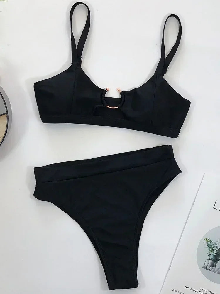 Sexy Snake Printed Female Swimsuit High Waist Bikini Women Swimwear Two-pieces Bikini Set Hollow Out Bathing Suit Swim Wear Lady
