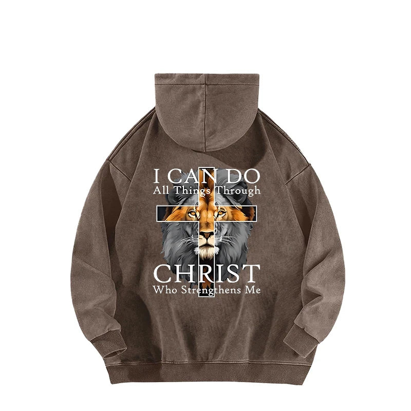 Christian Lion Faith Hoodie 100% Cotton Christmas Gift Fashion Casual Pullover Hoodie Men Women's Hooded Sweatshirt Unisex Top