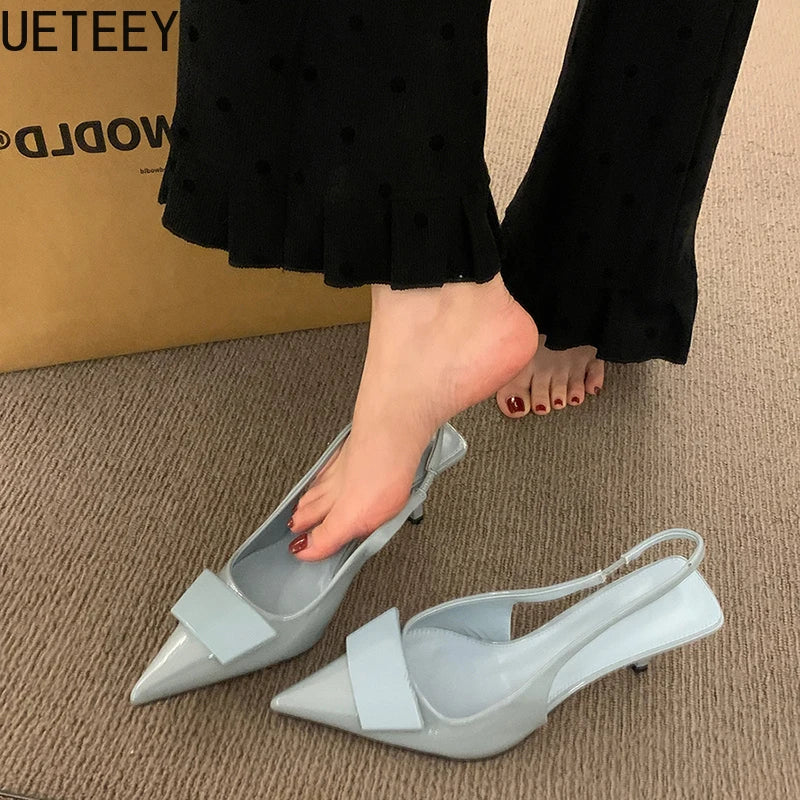 2025 Summer High Heel Women Sandals Fashion Pointed Toe Singbacks Shoes Design Style Banquet Party Sandalias Shoes