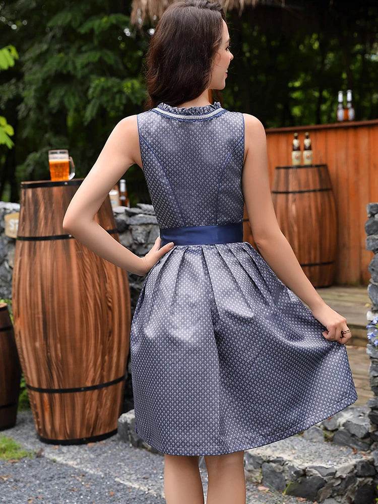 Women's Midi Costume Dress 2-Piece Including Dirndl Dress Dirndl Apron Dirndl Blouse for Oktoberfest