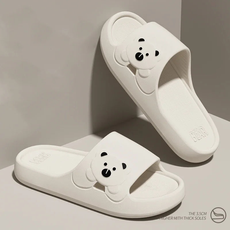 Fashion Women's Slippers Indoor Soft Sole Cartoon Bear Slides Bathroom EVA Outdoor Men Summer Beach Flip Flops Shoes Couple