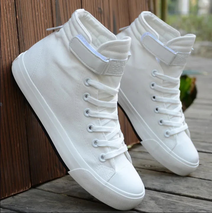 White Canvas Shoe 2025 Summer New Mens Sneakers Fashion Breathable Sneaker Non-slip Flat Casual Men Shoes High Top