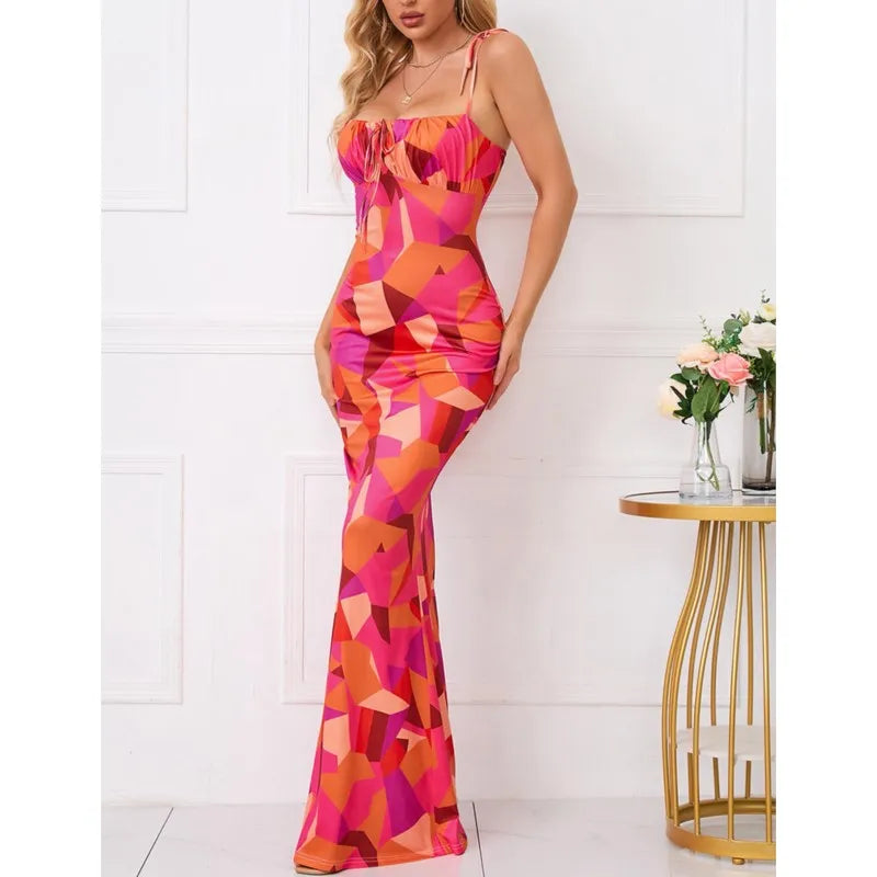 Sexy V-Neck Maxi Dress Elegant Vintage Floral Printed Party Dress Spring Summer Holiday Style Dresses For Womene Vestido