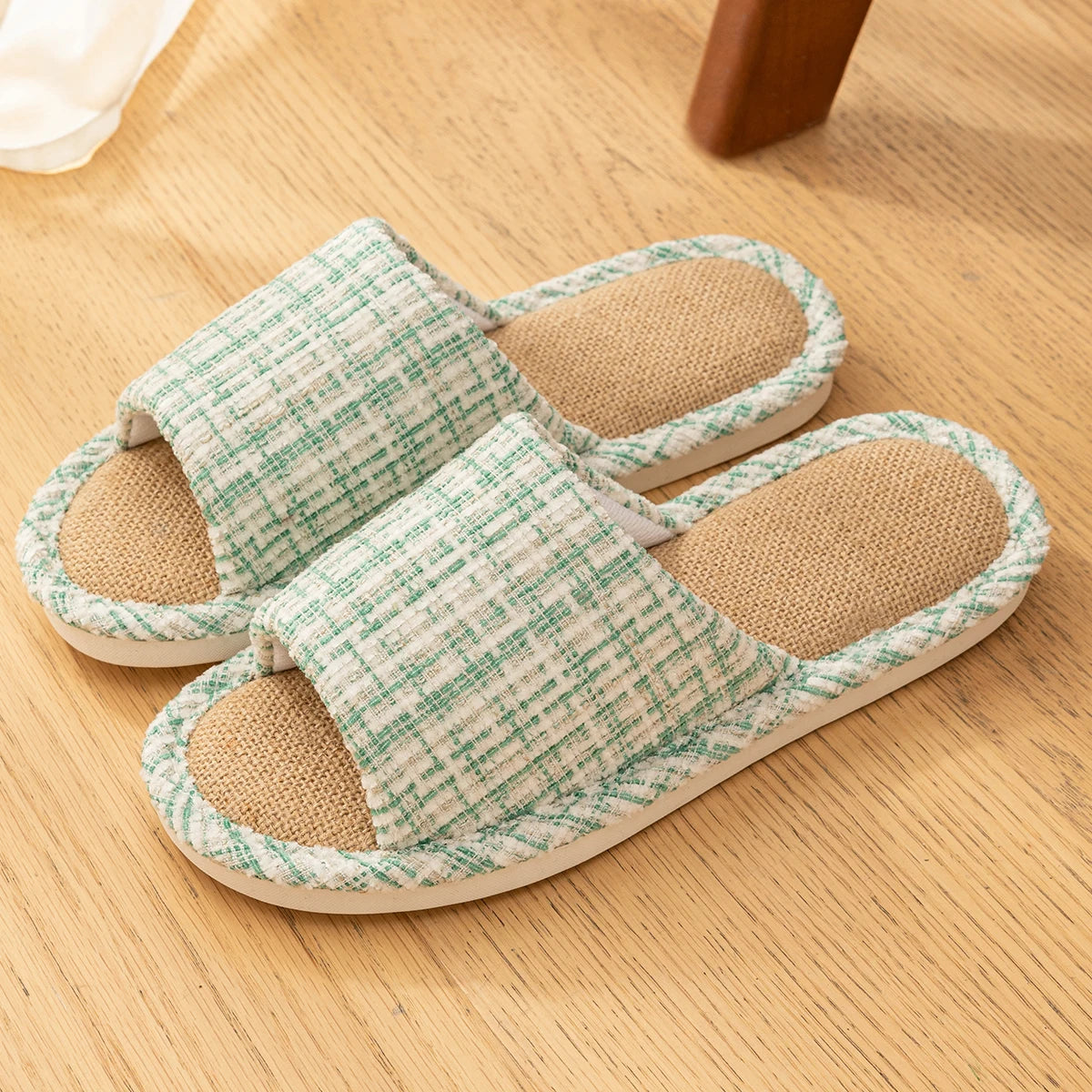 Linen Women Home Slippers Summer Beach Soft Sandals Breathable Comfortable Soft Non-Slip Slides Indoor Outdoor Men Slippers