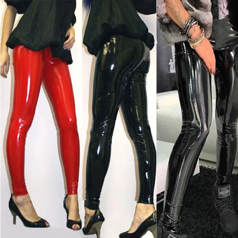 Women Pu Leather Black Pants Leggings High Waist Sexy Elastic Skinny Push Up Leggings Stretch Jeggings Women Legings Costumes