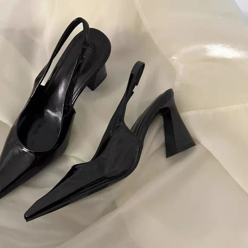 Block Heels Clear Sandals Female Shoe Chunky Girls Pointed Closed Fashion Comfort High Retro Open Pumps Scandals Toe Open Shoes