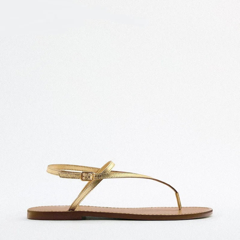 Flat Sandals for Women 2025 Summer Featuring A Simple and Fairy Like Style with A Single Strap and Clamped Toe Sandals for Women