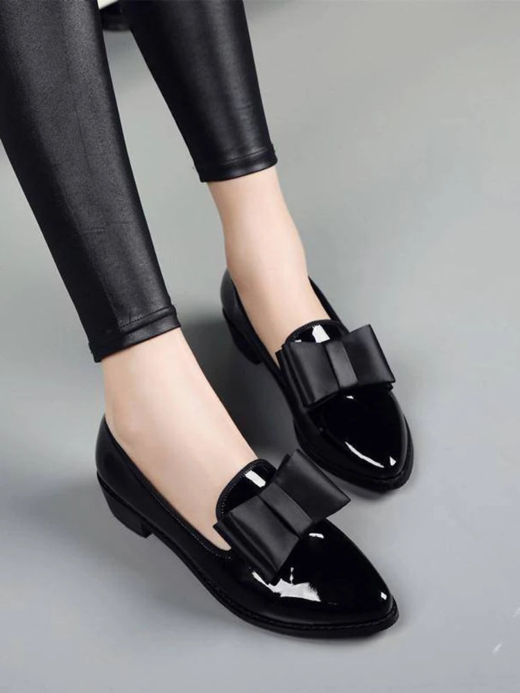 Pointed Toe Women Flats Shoes Bow Women Shoes Patent Leather Casual Single Summer Ballerina Women Shallow Mouth Shoes
