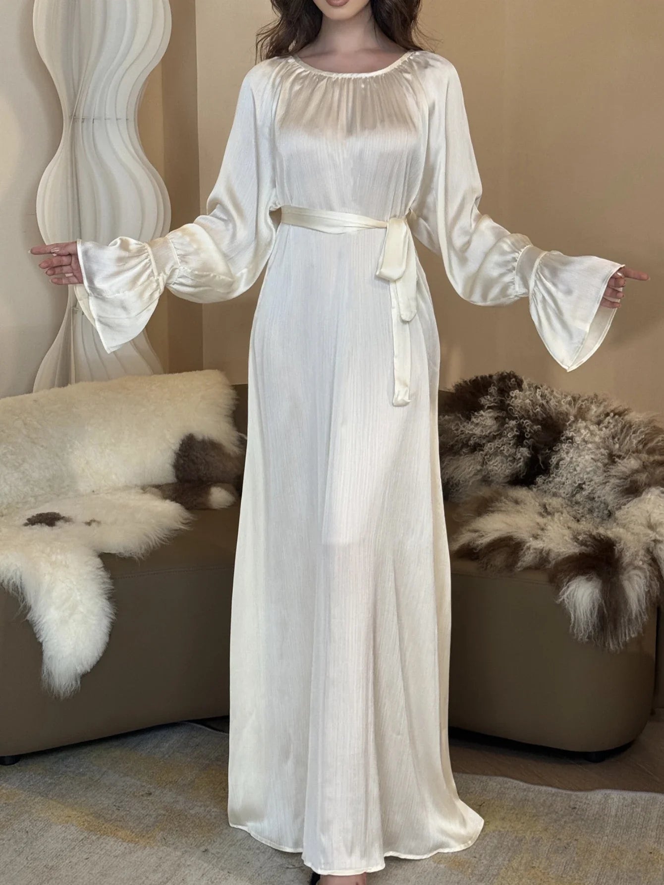 Middle East Modesty Party Dress Women Full Sleeve Elegant Maxi Dresses Islamic Long Dress Muslim Evening Dresses Turkey Kaftans