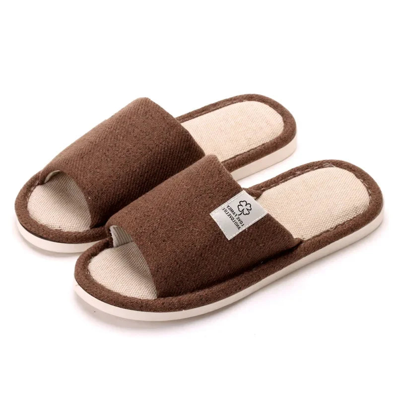2025 Linen Home Slippers Soft Sole Silent Breathable Shoes in Spring Cotton and Linen Slippers for All Seasons Anti Slip Indoor