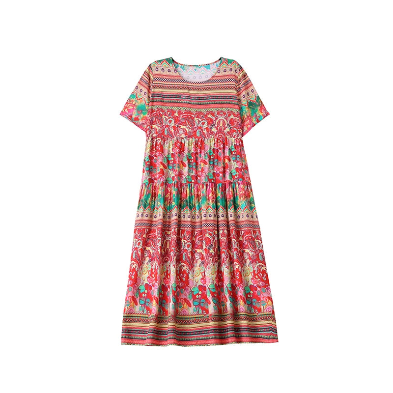 Floral Maxi Dress Backless Plus Size BohemianWomen Summer Elegant Large Hem Dresses short sleeve women clothing