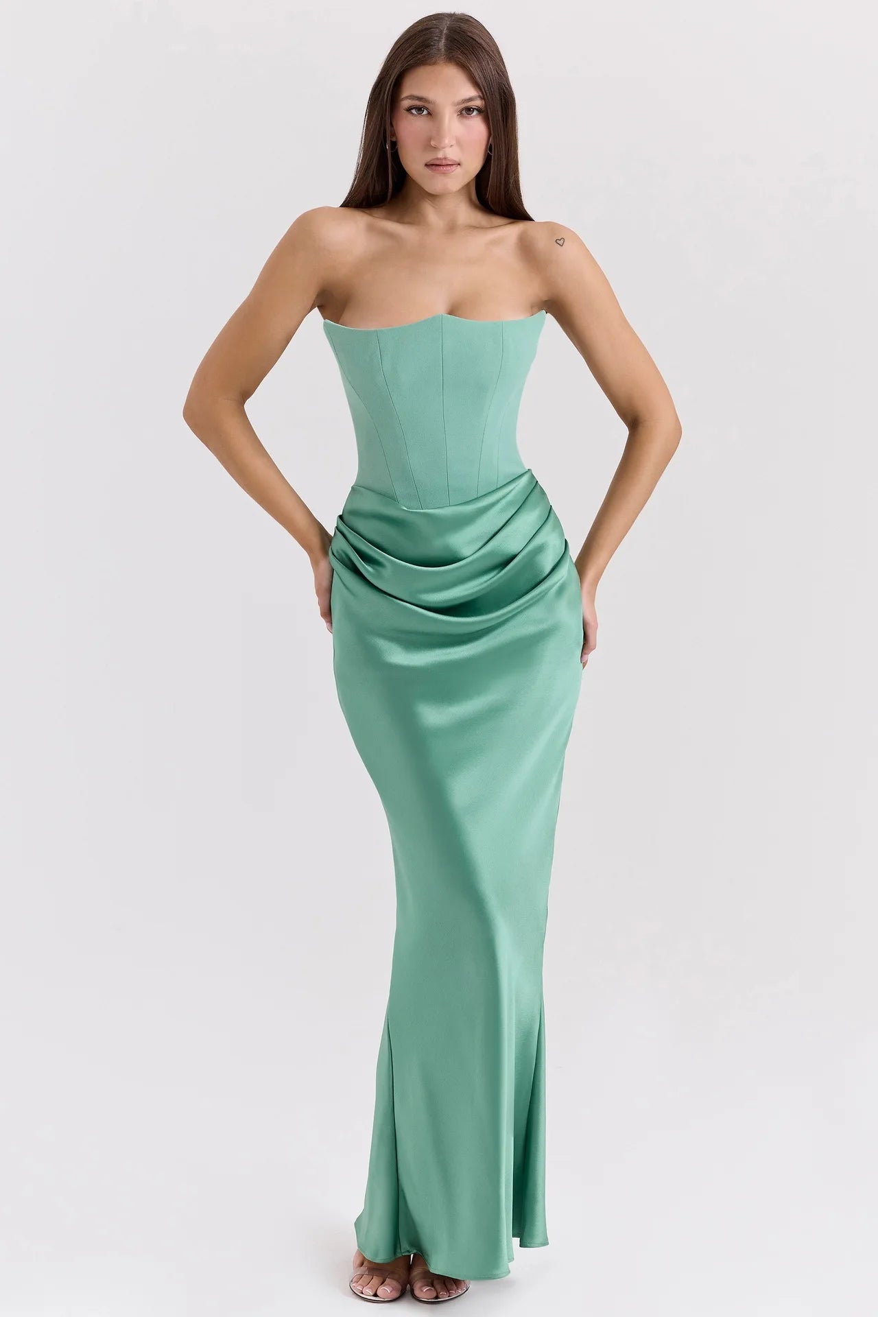 Elegant Mermaid Maxi Dress for Women Formal Occasion Prom Gown Strapless Corset Ruched Long Dress Party Evening Dress Lady Robe