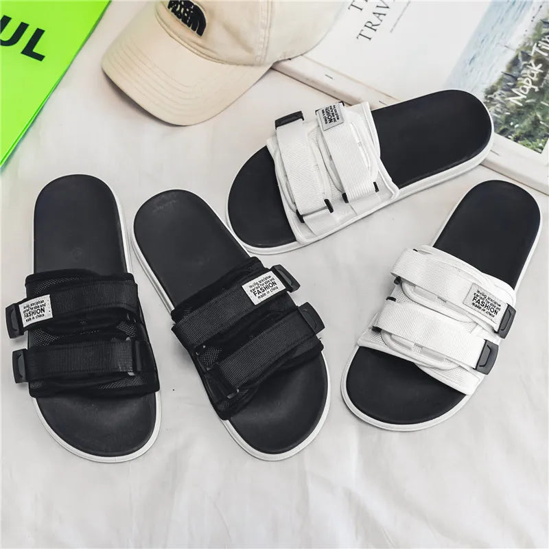 Men's Outdoor Slippers Indoor Casual Slippers Non-slip Soft Bottom Hook Loop Slippers Fashionable Beach Summer Sandals Flip-flop