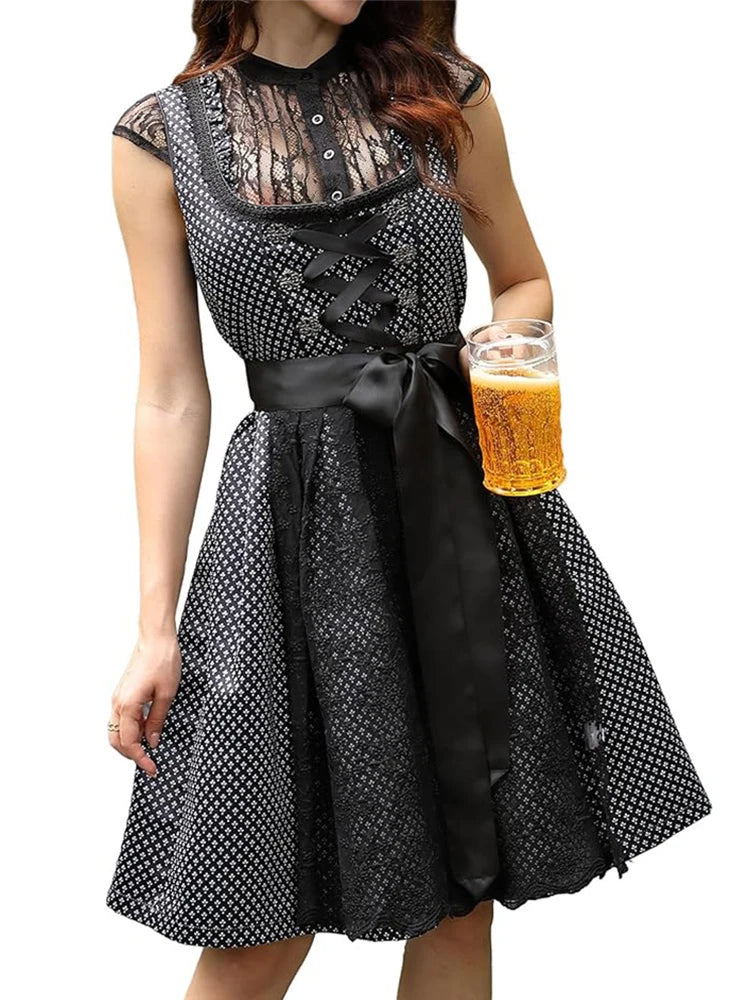 Women's Midi Costume Dress 2-Piece Including Dirndl Dress Dirndl Apron Dirndl Blouse for Oktoberfest