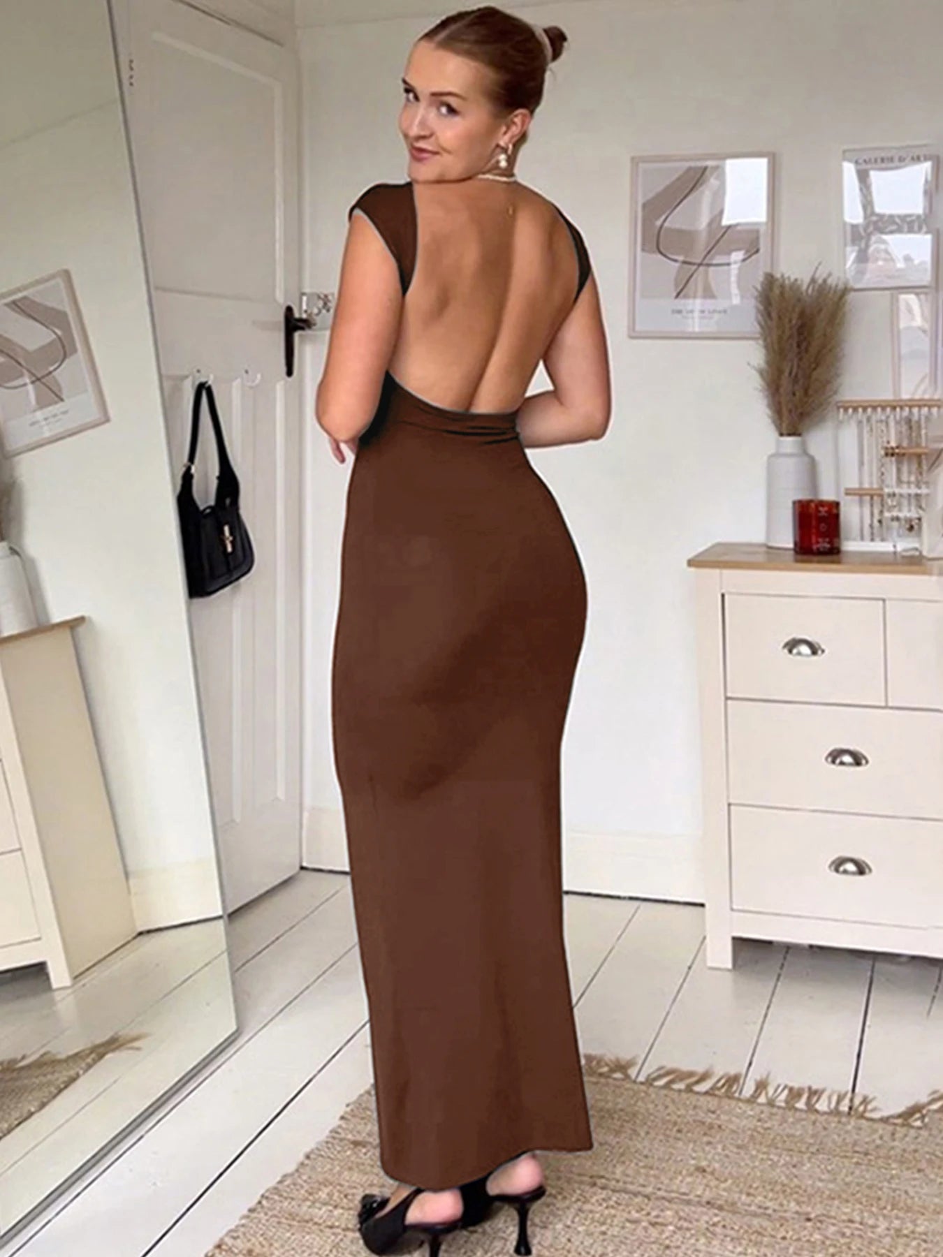 Sexy Black Maxi Dresses For Women Summer New Streetwear Fashion Backless Casual Slim Basic Dresses Club Elegant Party Dresses