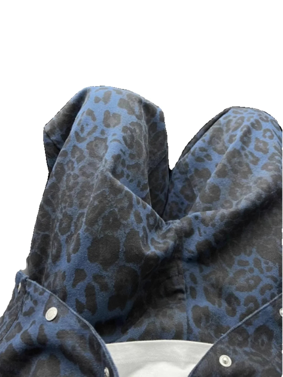 Retro American Leopard Print Men's Jeans High Street Design Sensation Spring Autumn Straight Knife Flared Pants