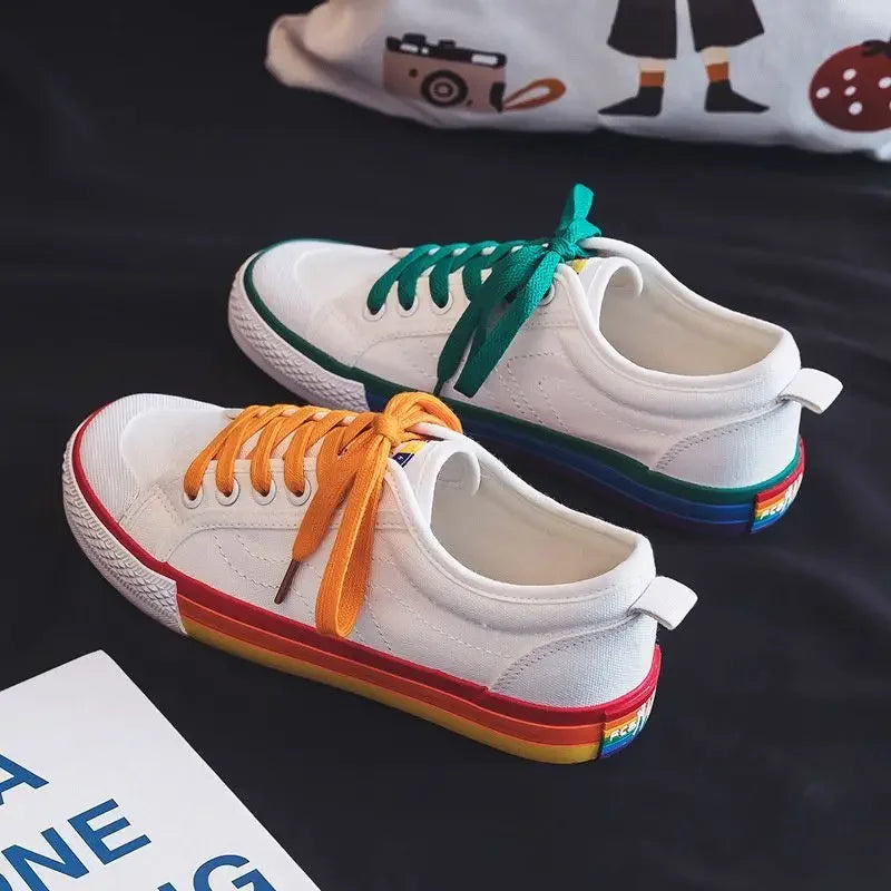 White Canvas Shoes for Women Spring Autumn Black Light On Sale High Quality Designer Luxury Stylish Casual Offer Woman Footwear