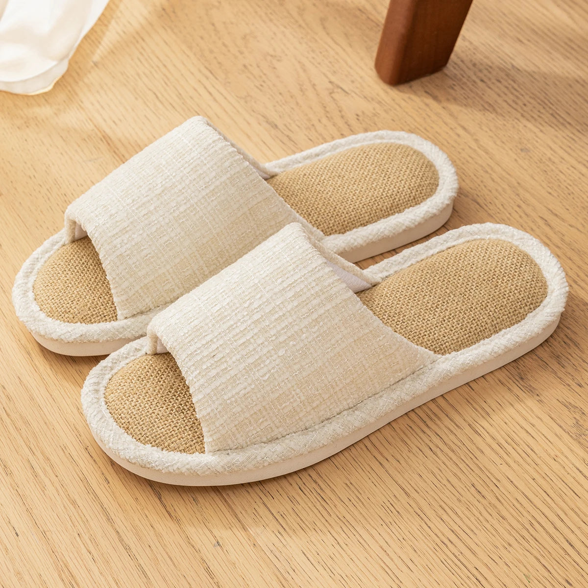 Linen Women Home Slippers Summer Beach Soft Sandals Breathable Comfortable Soft Non-Slip Slides Indoor Outdoor Men Slippers